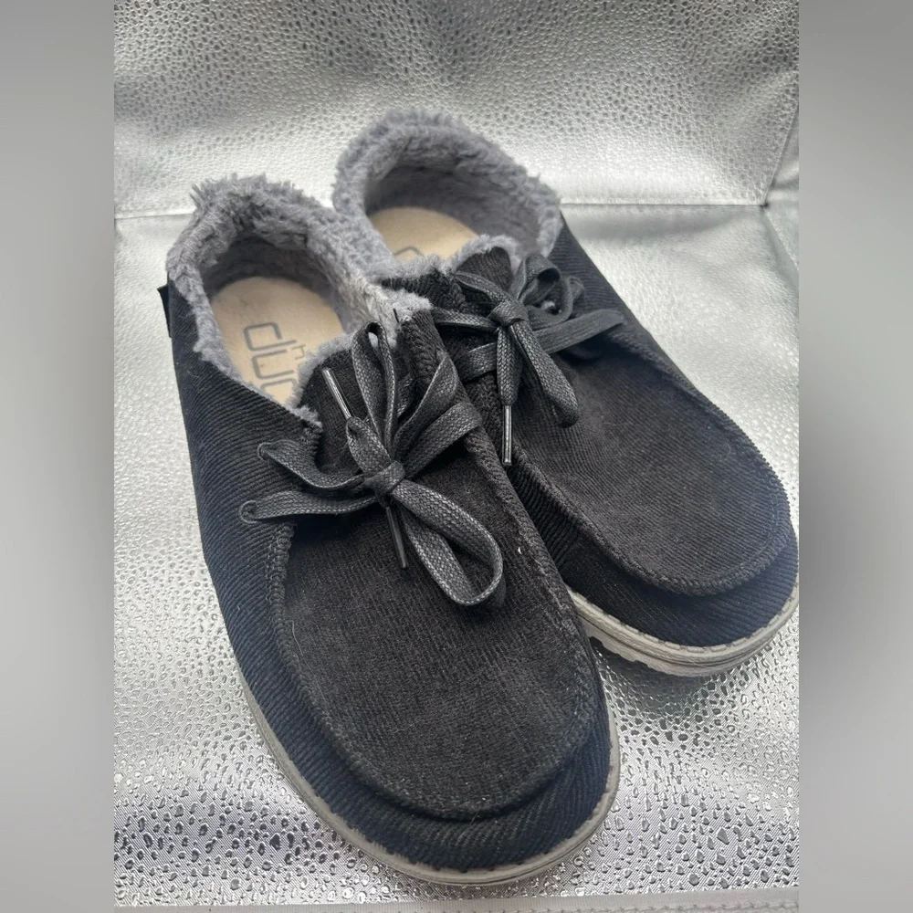 Hey Dude Wendy Womens Slip On Shoes Corduroy Black Size 8 Sherpa Lined Casual